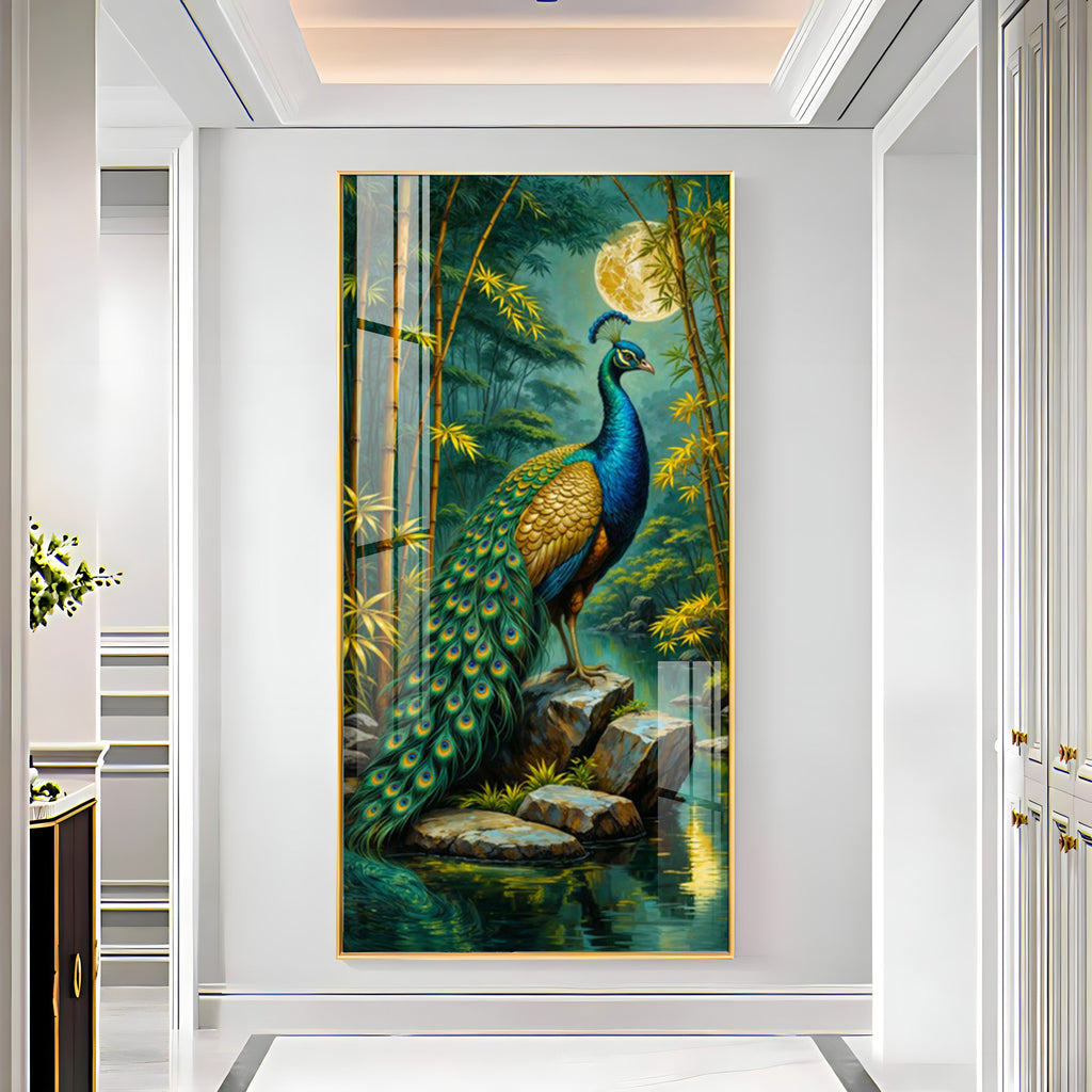Forest Peacock Premium Acrylic Vertical Wall Art