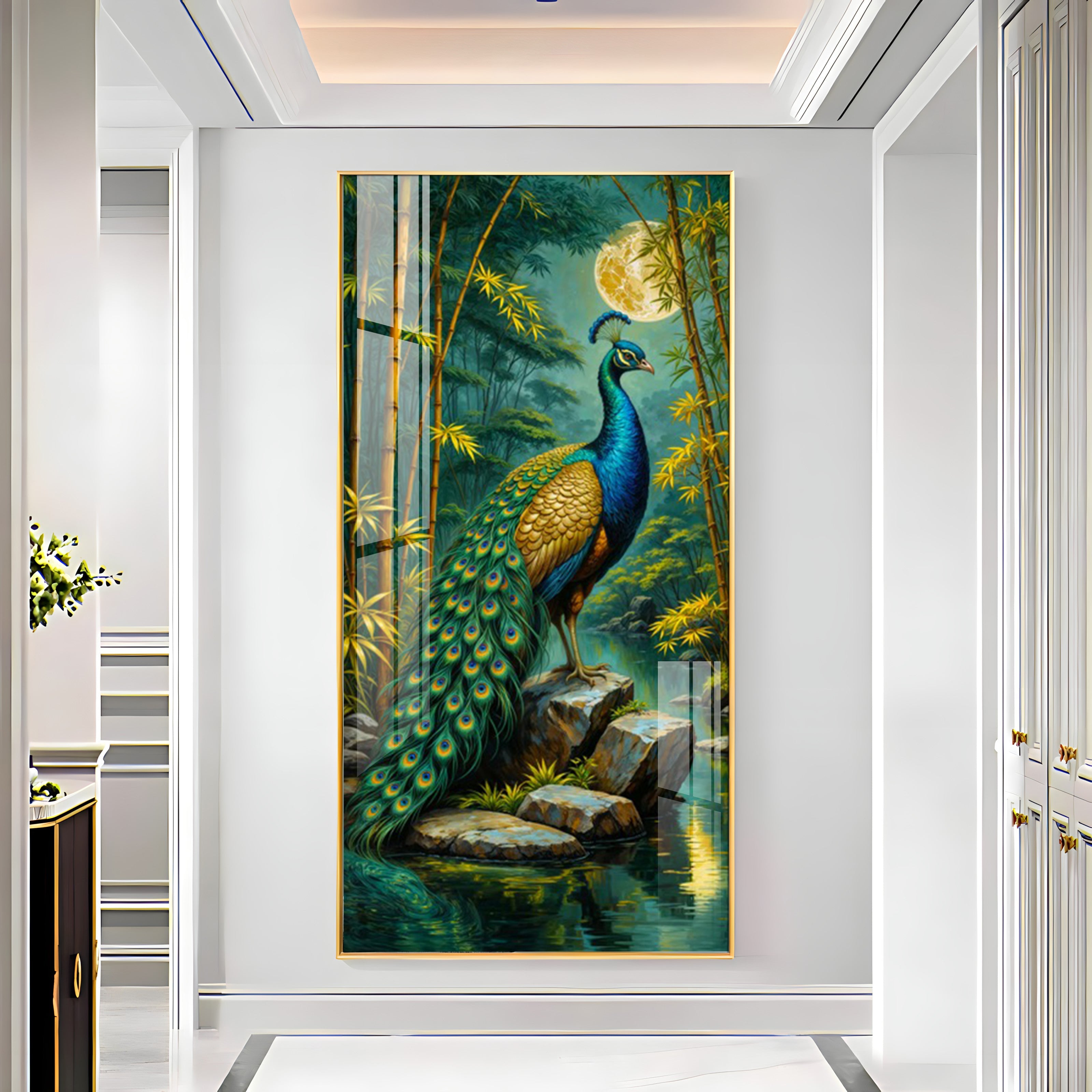 Forest Peacock Premium Acrylic Vertical Wall Art