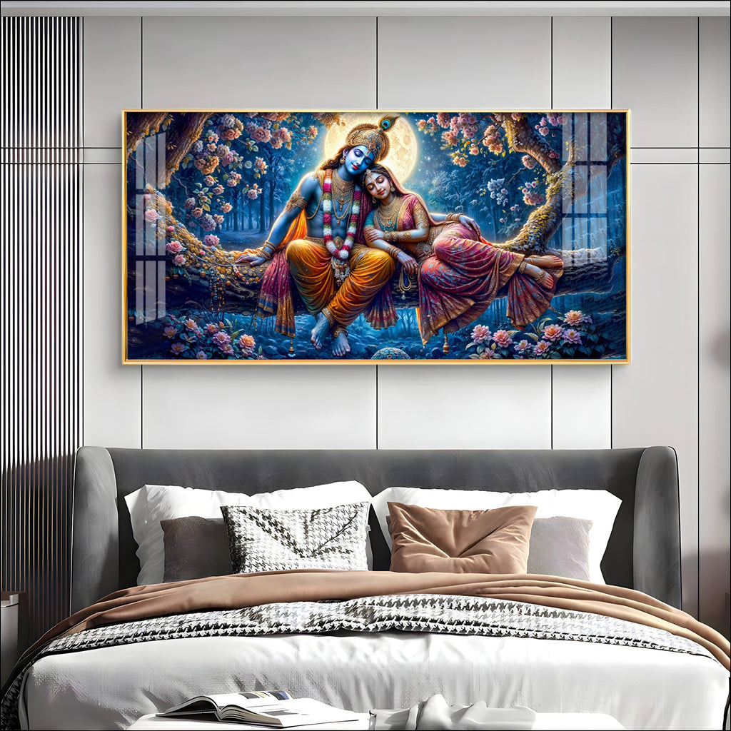 Krishna and His Beloved Premium Acrylic Horizontal Wall Art