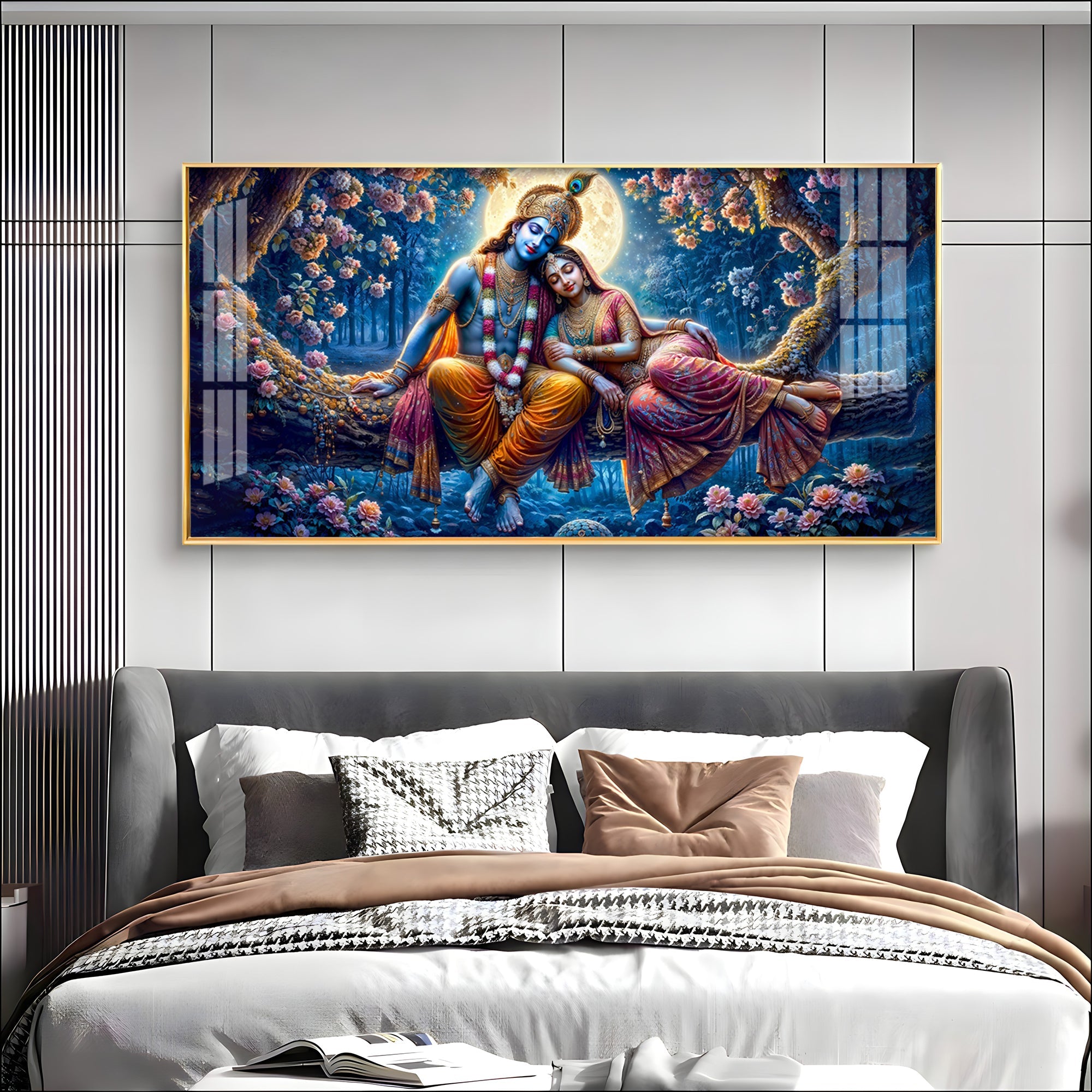 Krishna and His Beloved Premium Acrylic Horizontal Wall Art