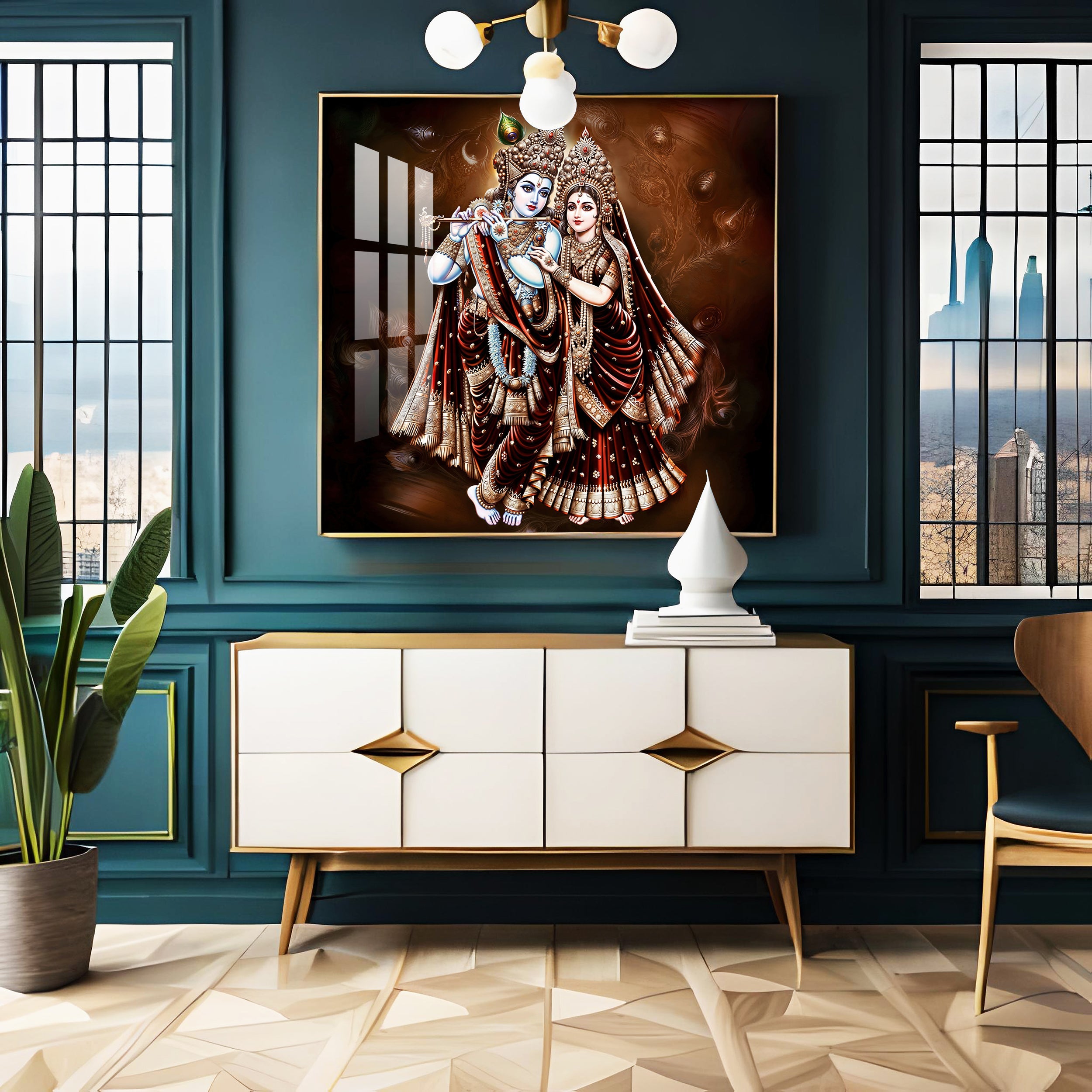 Beautiful Radha Krishna Premium Acrylic Square Wall Art