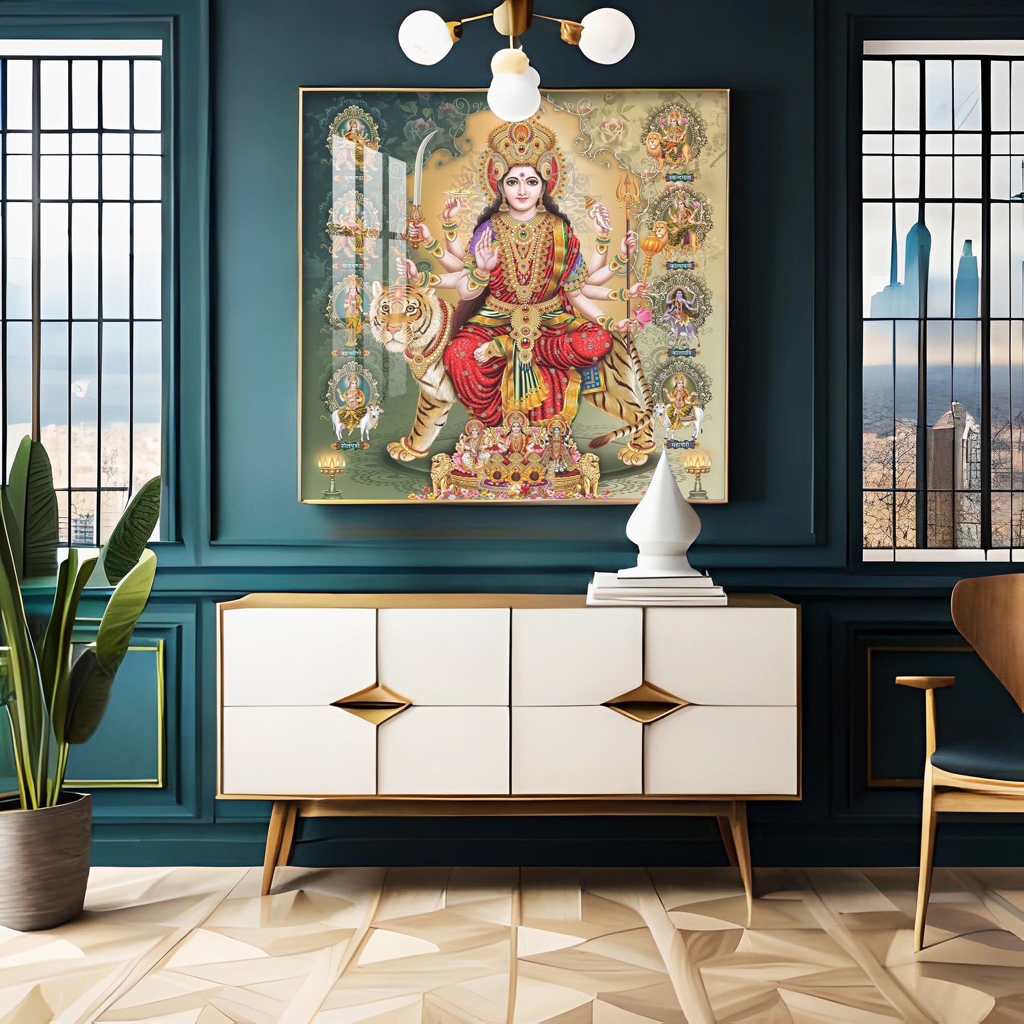 Celestial Grace Goddess Premium Acrylic Square Wall Art