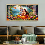 Divine Radha Krishna In Forest Premium Acrylic Horizontal Wall Art