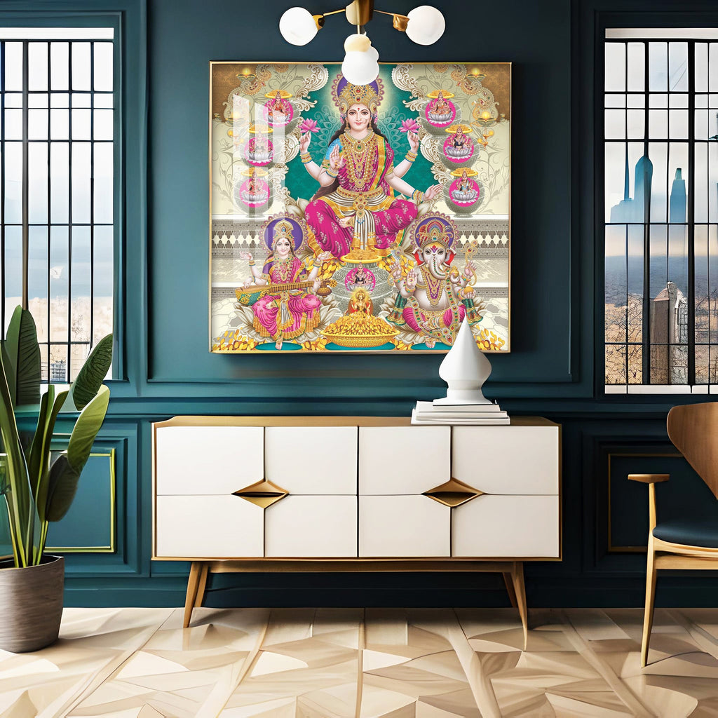 Maa Laxmi Premium Acrylic Square Wall Art