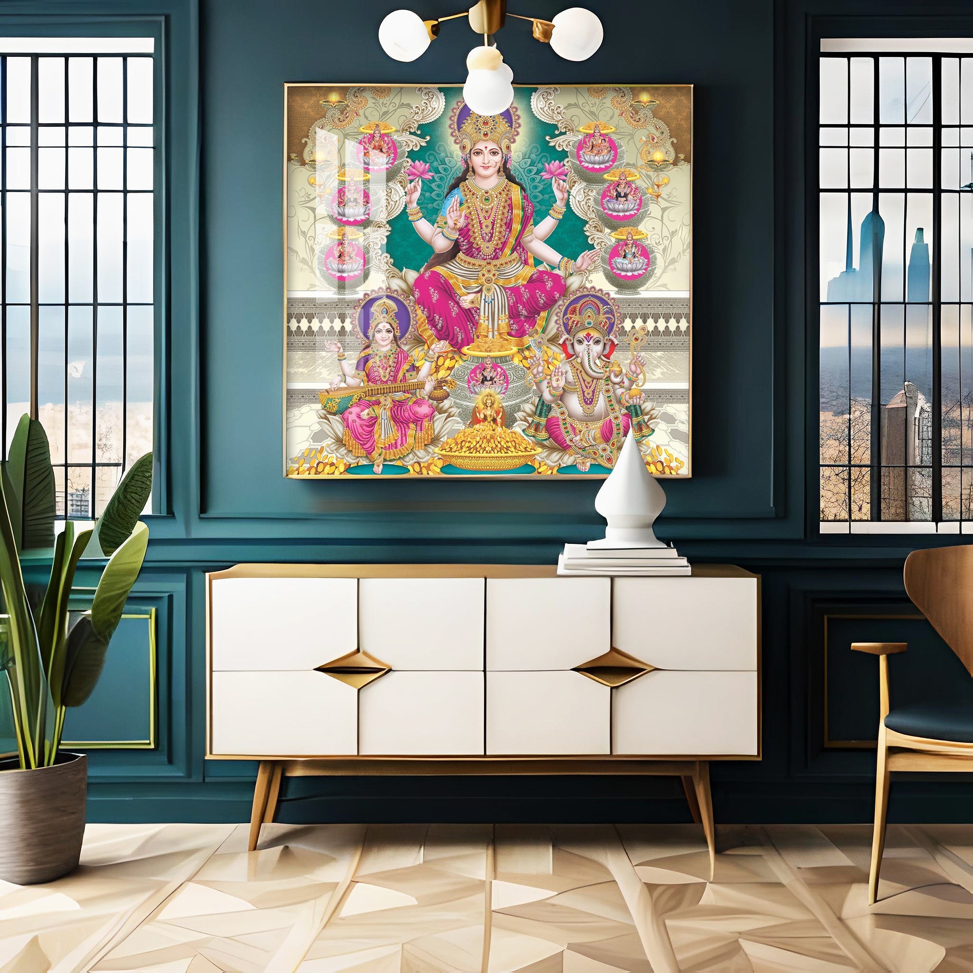 Maa Laxmi Premium Acrylic Square Wall Art