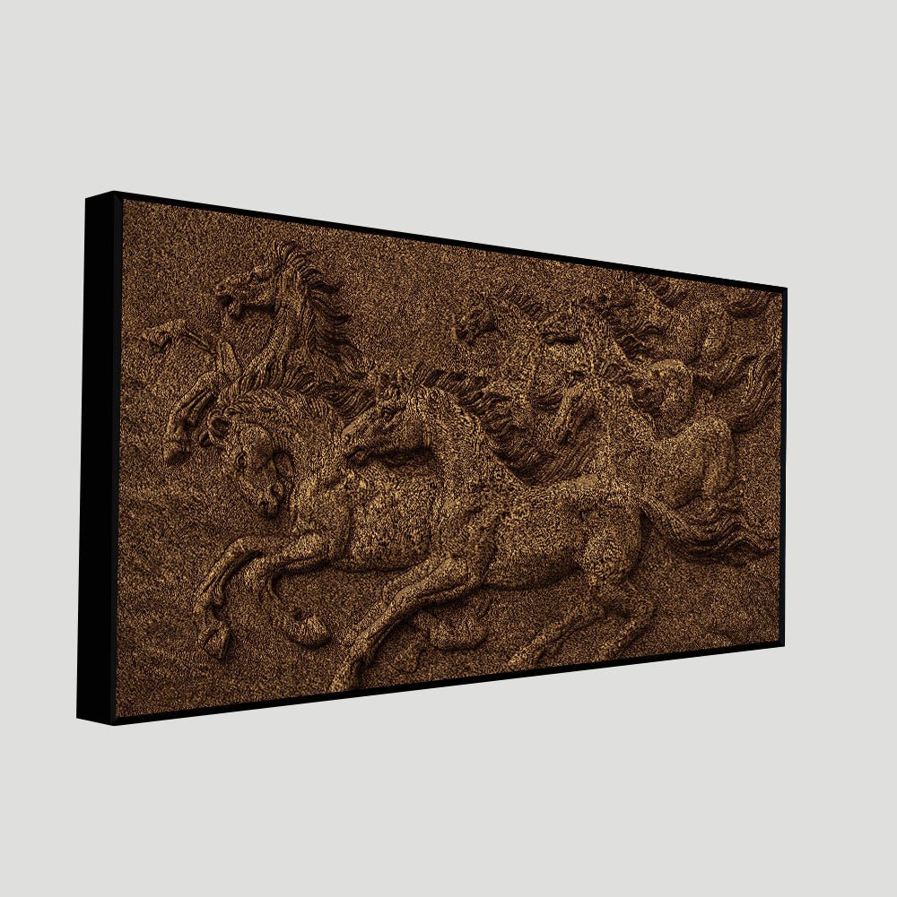 3D Seven Horses Running Premium Wall Painting - Decor Smart