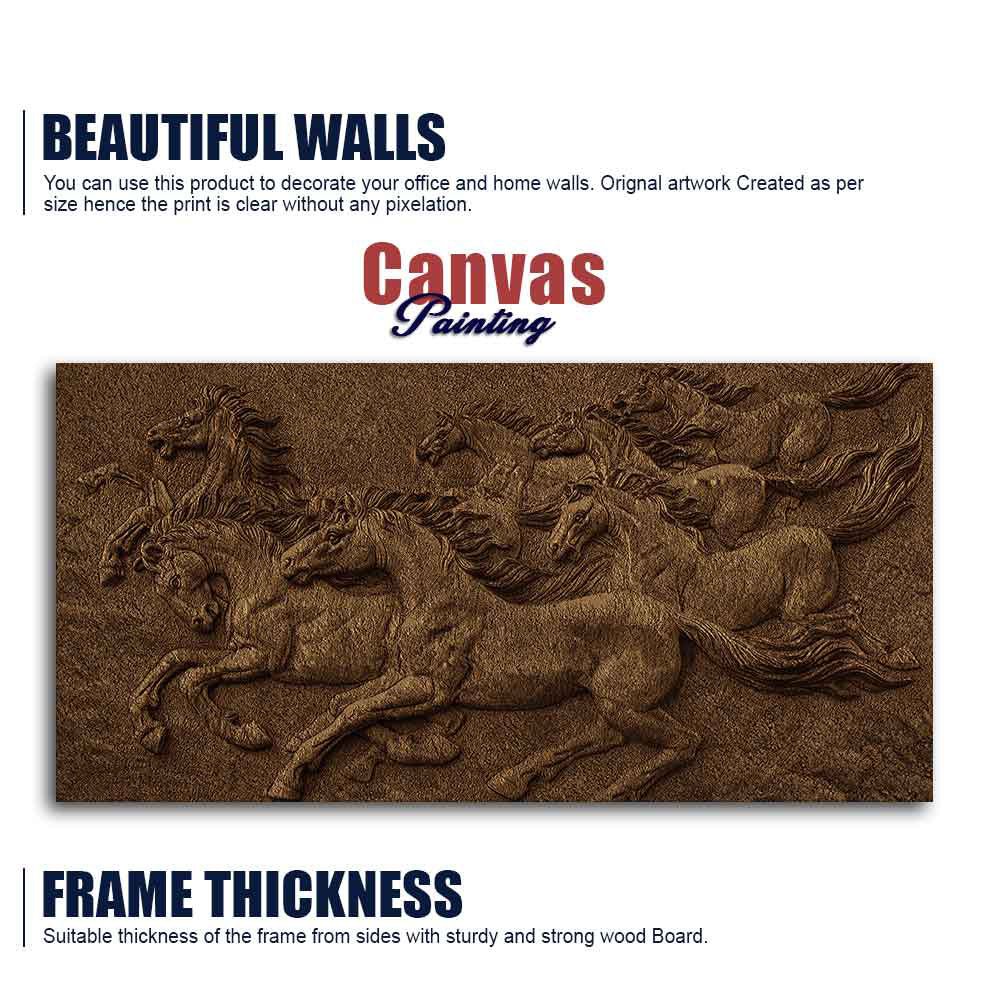 3D Seven Horses Running Premium Wall Painting - Decor Smart