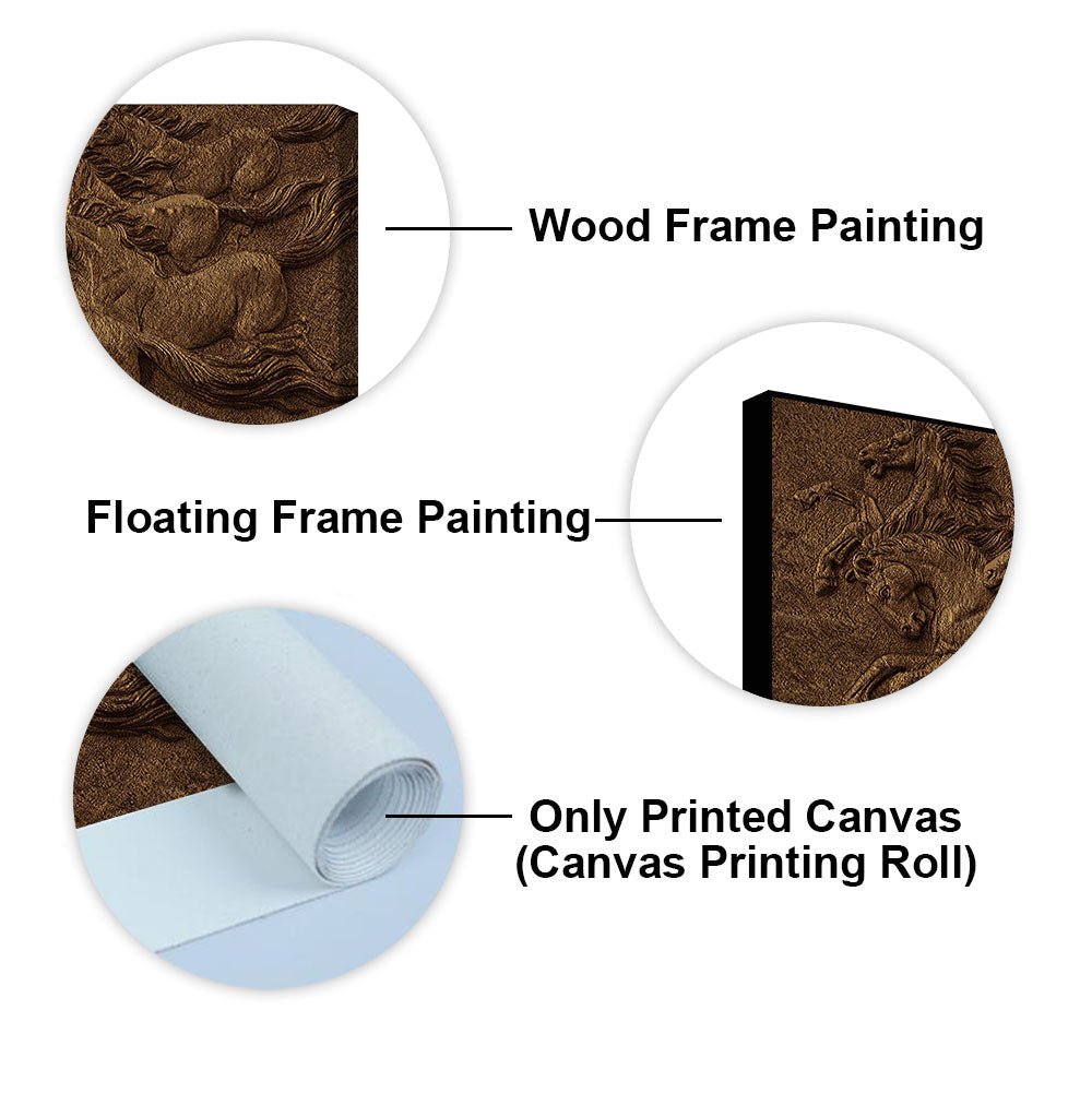 3D Seven Horses Running Premium Wall Painting - Decor Smart