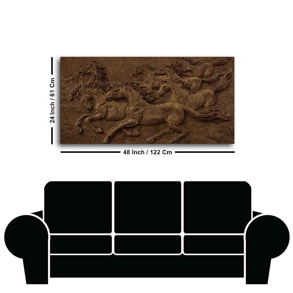 3D Seven Horses Running Premium Wall Painting - Decor Smart