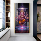 Ganesha's Celestial Embrace Premium Acrylic Vertical Wall Art