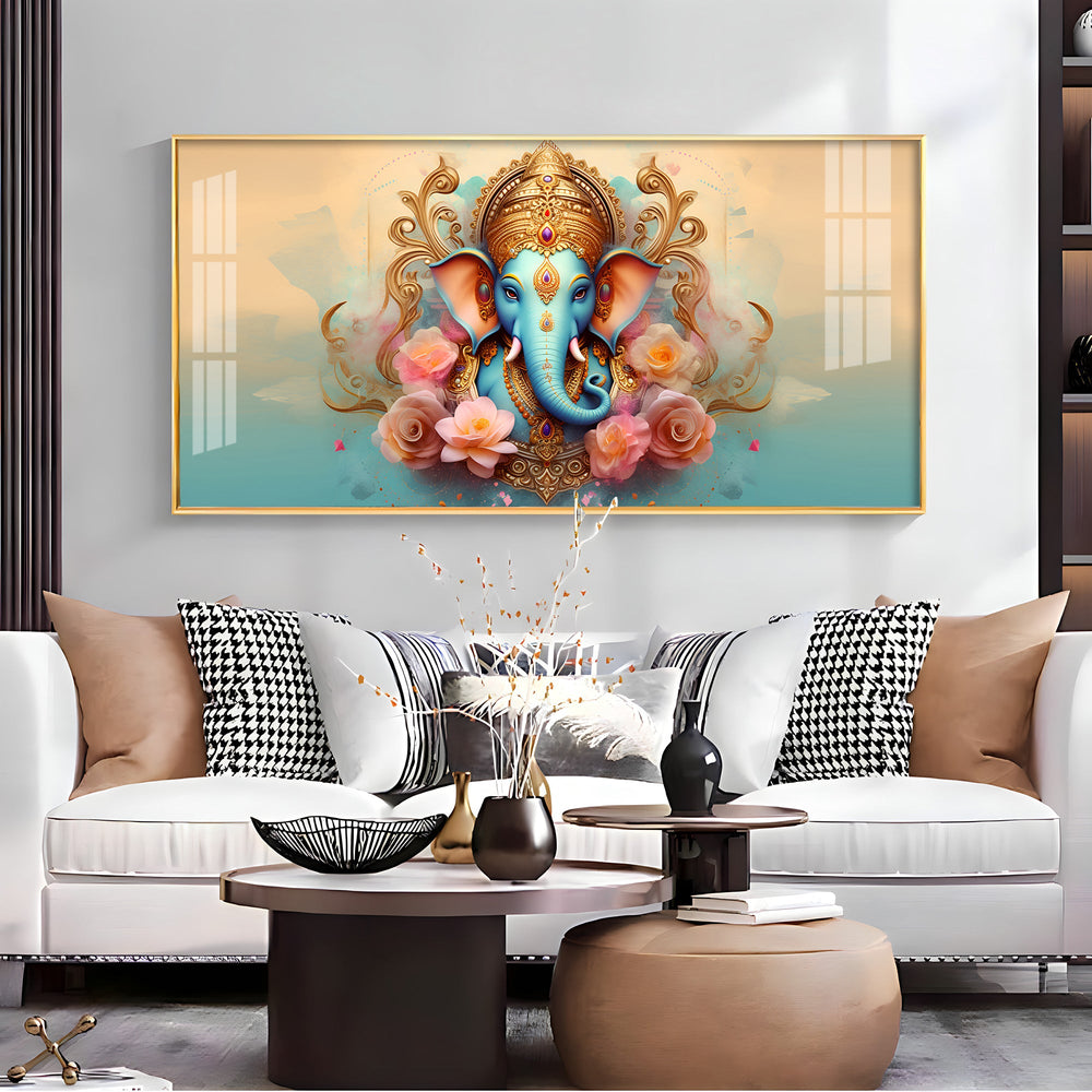 Divine Lord Ganesha Premium Acrylic Horizontal Wall Art