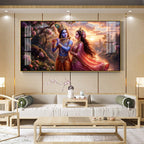 Radha Krishna Divine Love In Nature Premium Acrylic Horizontal Wall Art