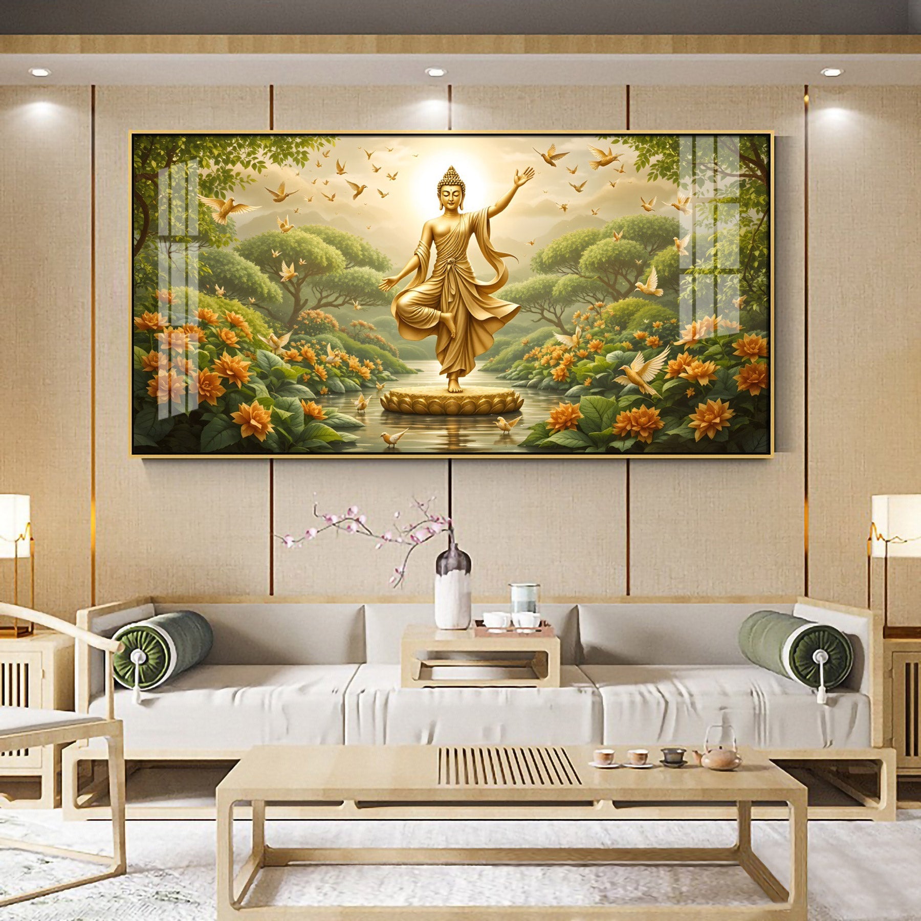 Buddha In Standing Premium Acrylic Horizontal Wall Art