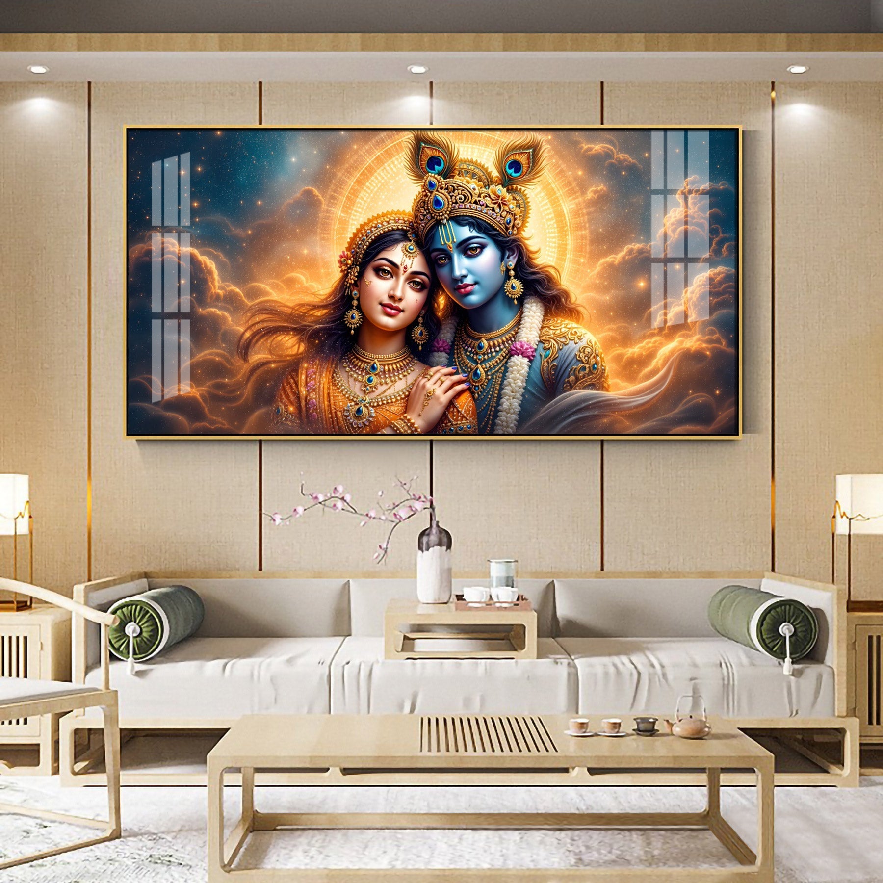 Divine Radha With Krishna Premium Acrylic Horizontal Wall Art