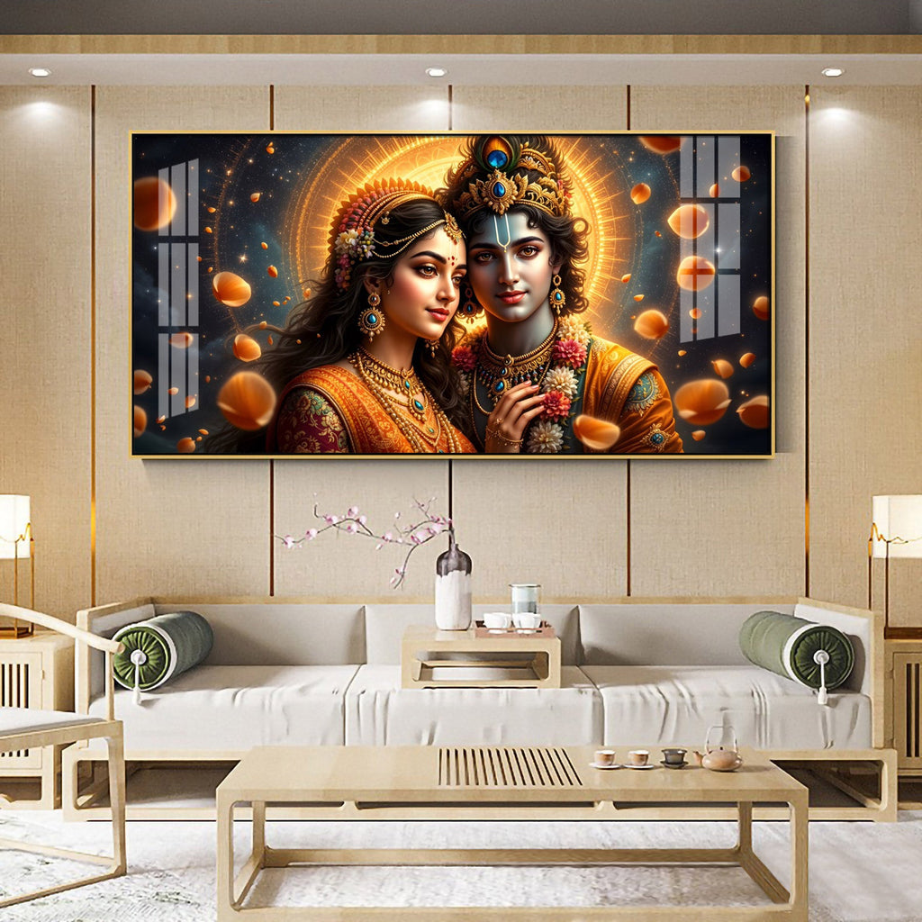 Transcendent Spirits Of Krishna Radha Premium Acrylic Horizontal Wall Art