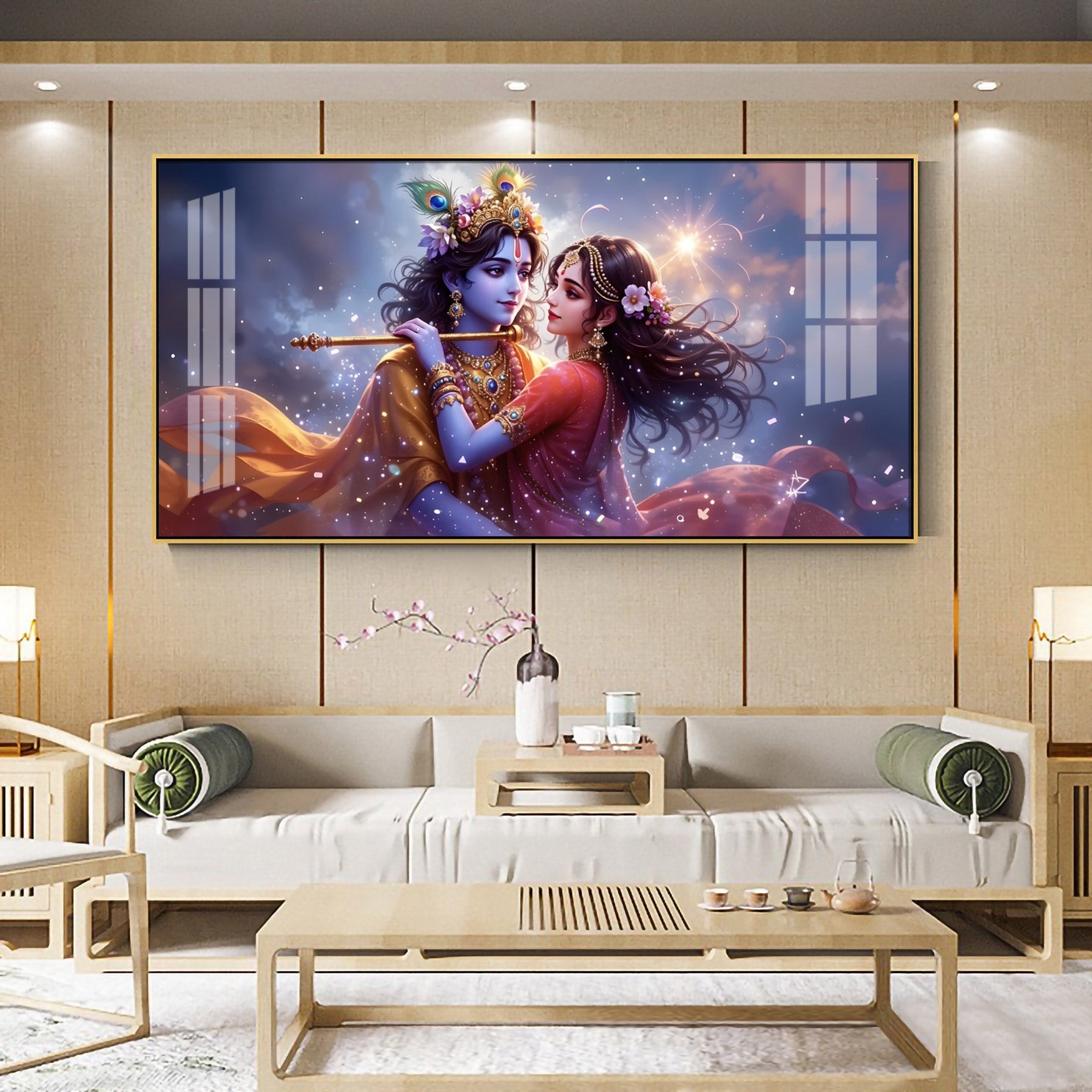 Radha Krishna Dancing Premium Acrylic Horizontal Wall Art