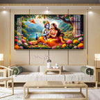 Divine Radha Krishna In Forest Premium Acrylic Horizontal Wall Art