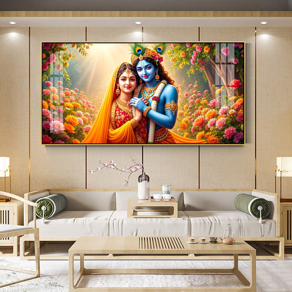 Radha Krishna Boundless Bhakti Premium Acrylic Horizontal Wall Art