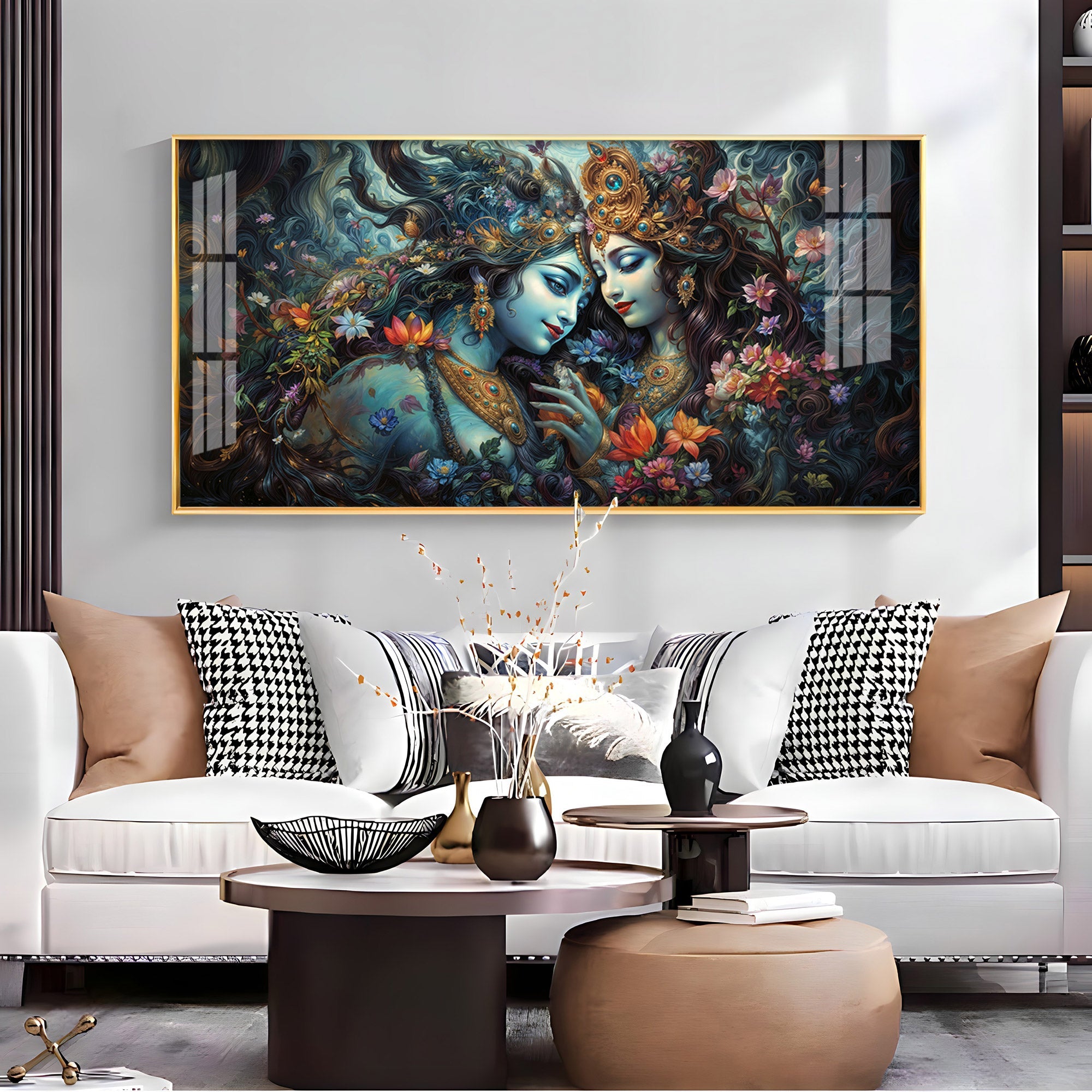 Mystical Love Of Radha Krishna Premium Acrylic Horizontal Wall Art