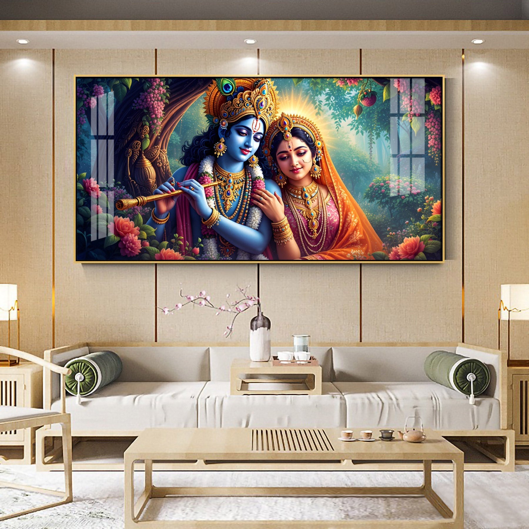 The Krishna-Radha Masterpiece Premium Acrylic Horizontal Wall Art