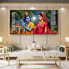 Krishna and Radha Mural Premium Acrylic Horizontal Wall Art
