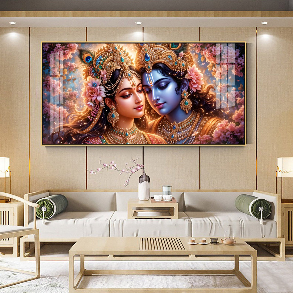 Krishna and Radha Unveiled Premium Acrylic Horizontal Wall Art