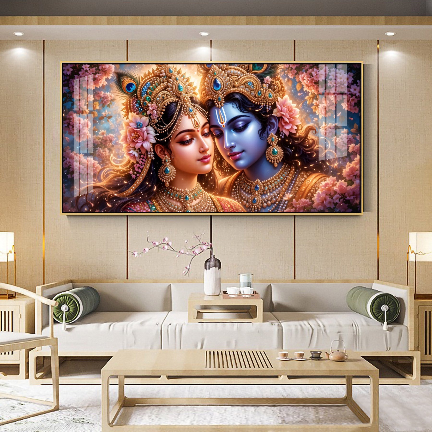 Krishna and Radha Unveiled Premium Acrylic Horizontal Wall Art