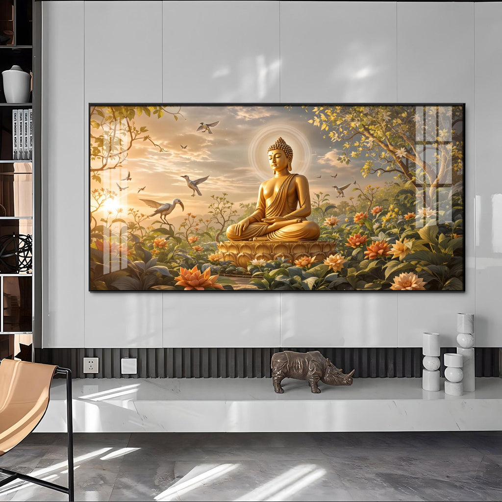 Buddha In Nature Stillness Premium Acrylic Horizontal Wall Art