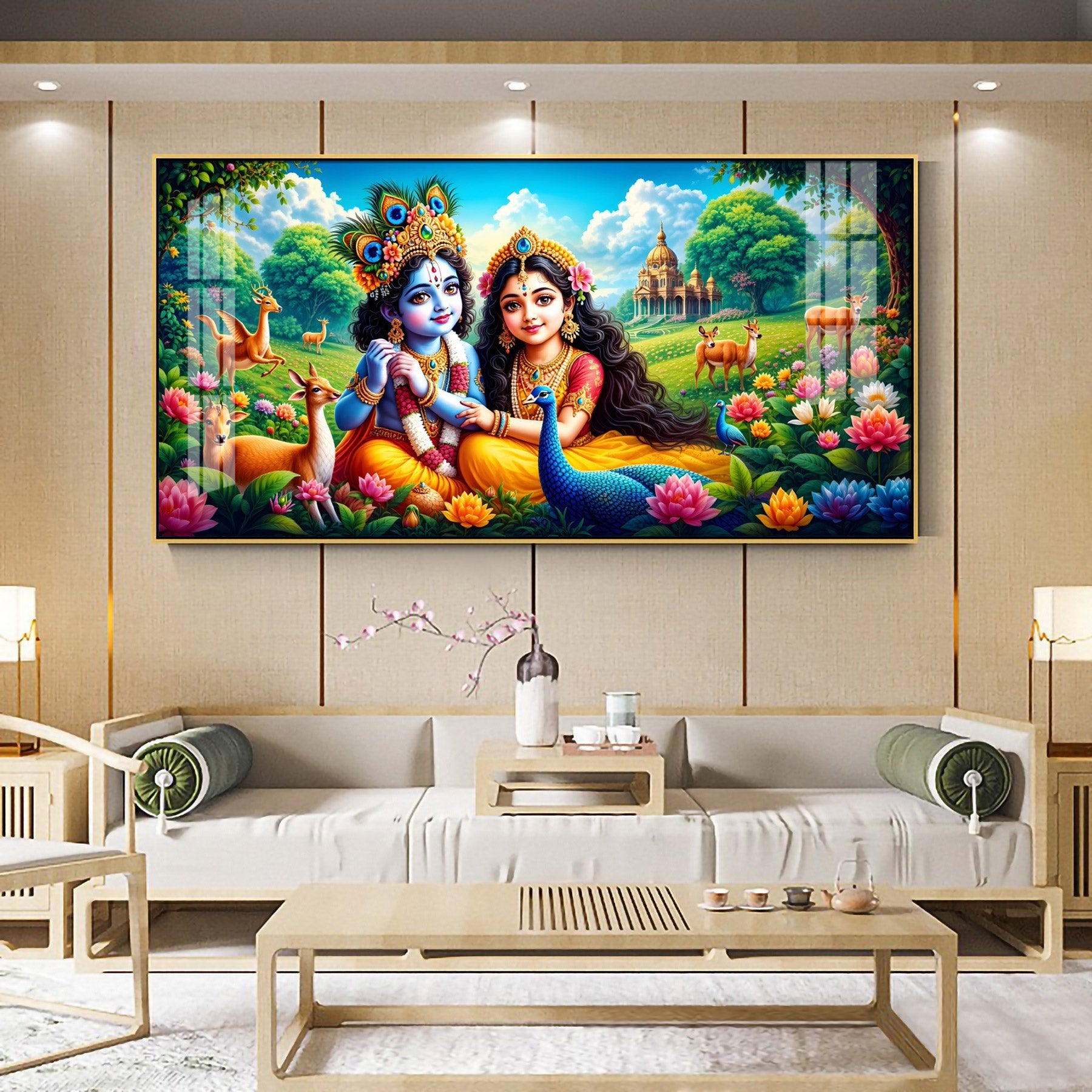 Natkhat Gopala & Radha Premium Acrylic Horizontal Wall Art