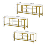 5 - Tier Rectangle White Marble Gold Entryway Console Table - Decor Smart