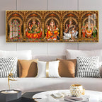 Divine Perumal, Lakshmi, Ganesha, Saraswati & Murugan Premium Acrylic Horizontal Wall Art