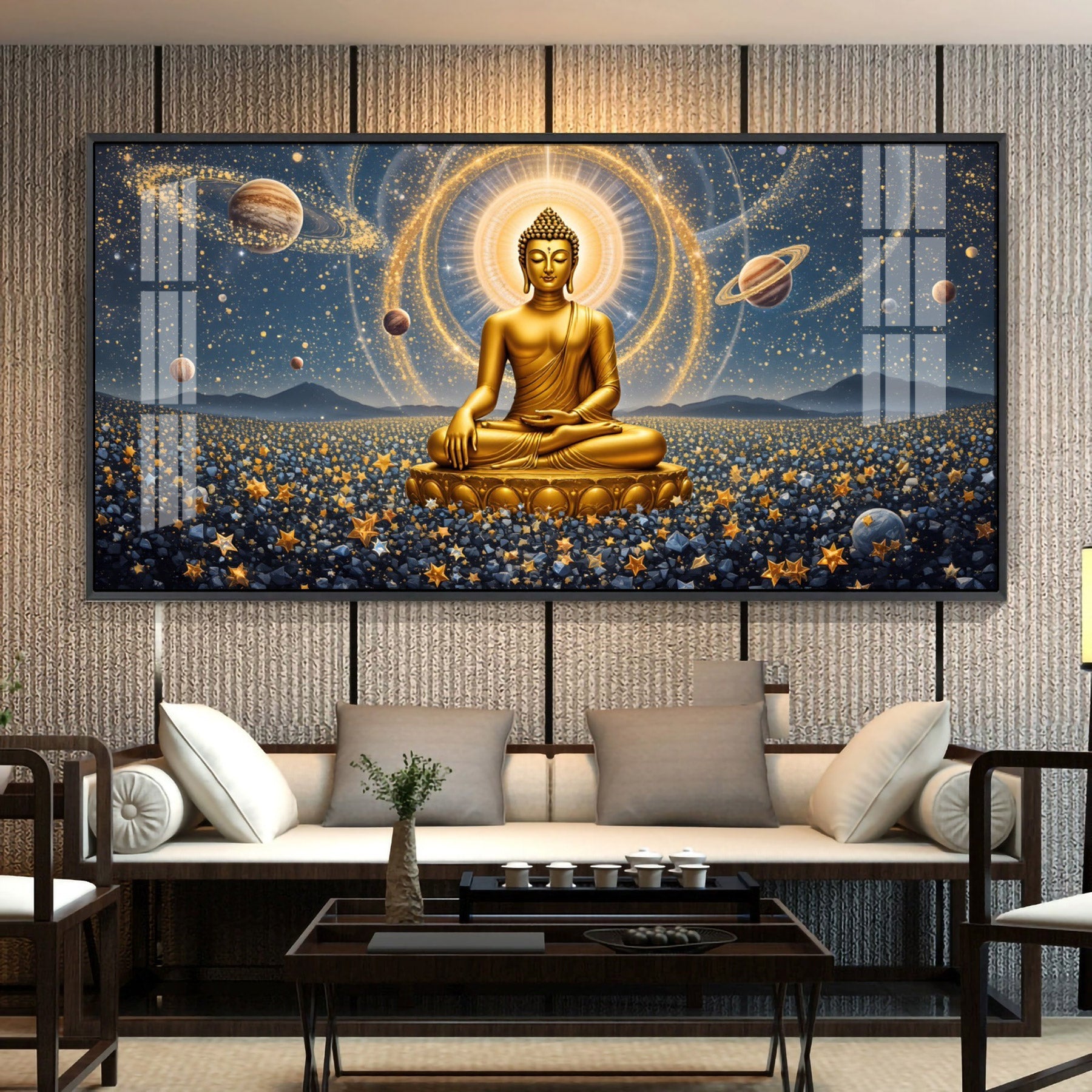 Peaceful Reflection Of Buddha Premium Acrylic Horizontal Wall Art