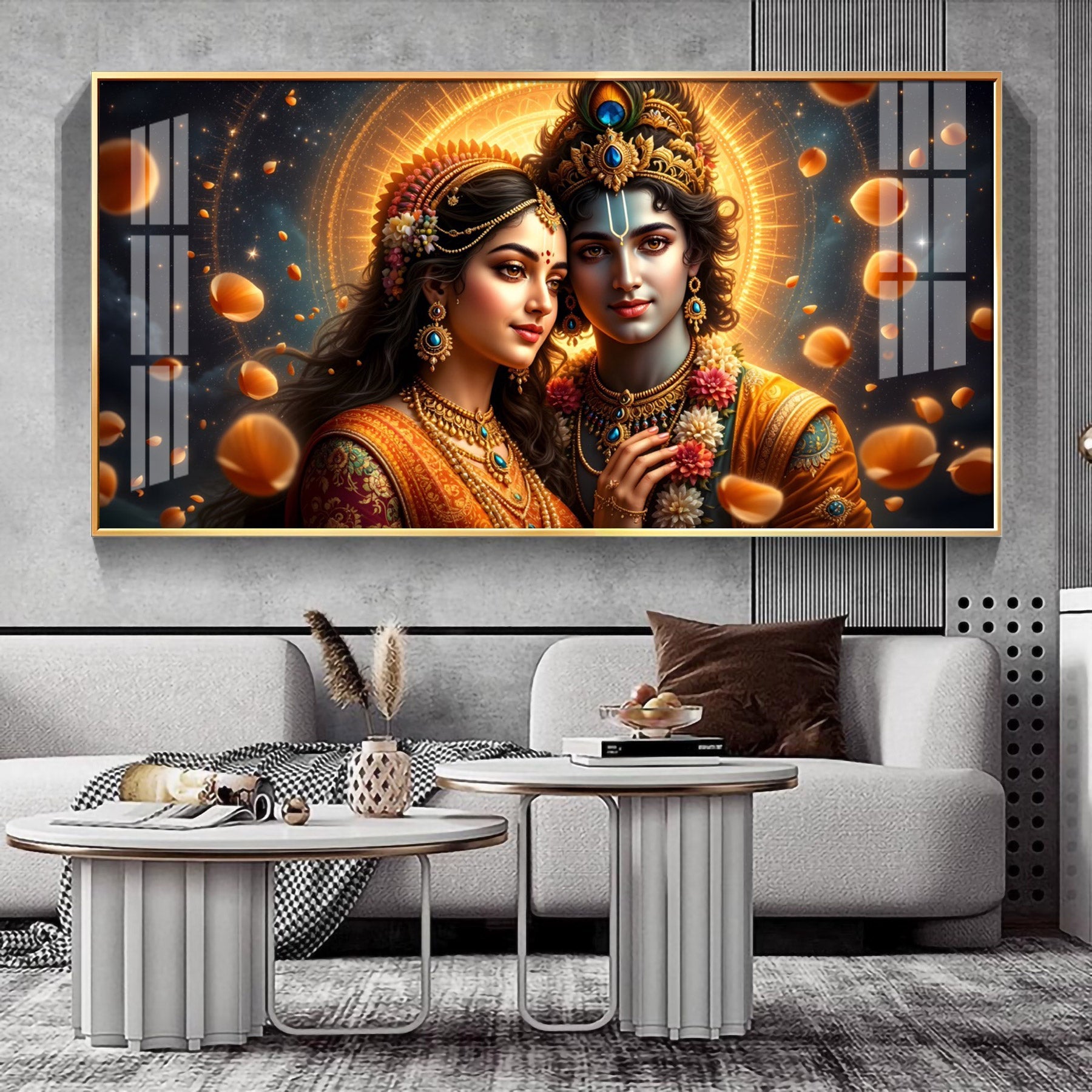 Transcendent Spirits Of Krishna Radha Premium Acrylic Horizontal Wall Art