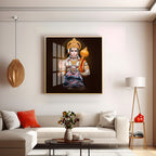 Lord Hanuman Ji and Neem Karoli Baba Premium Acrylic Square Wall Art