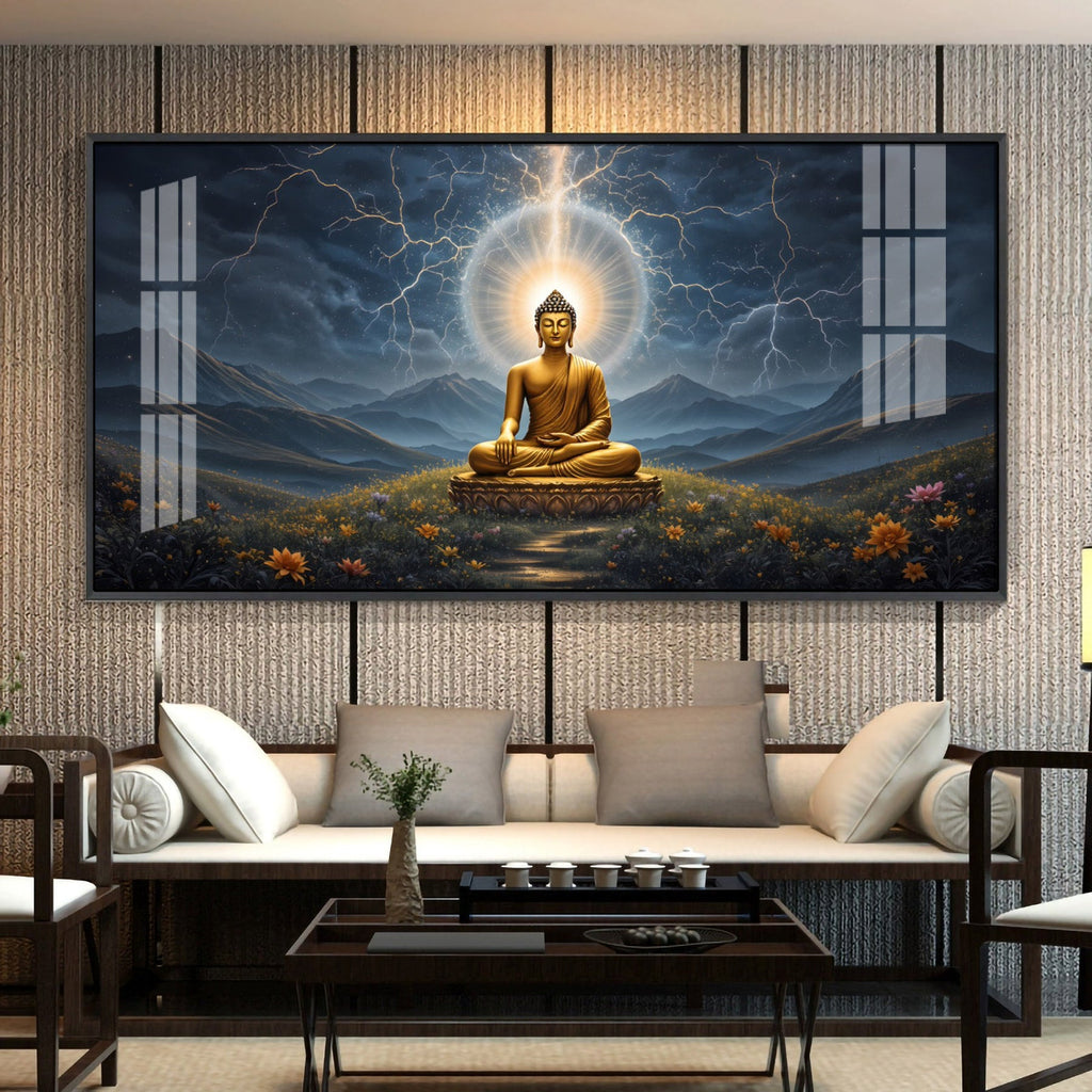 Radiant Buddha Mural Premium Acrylic Horizontal Wall Art