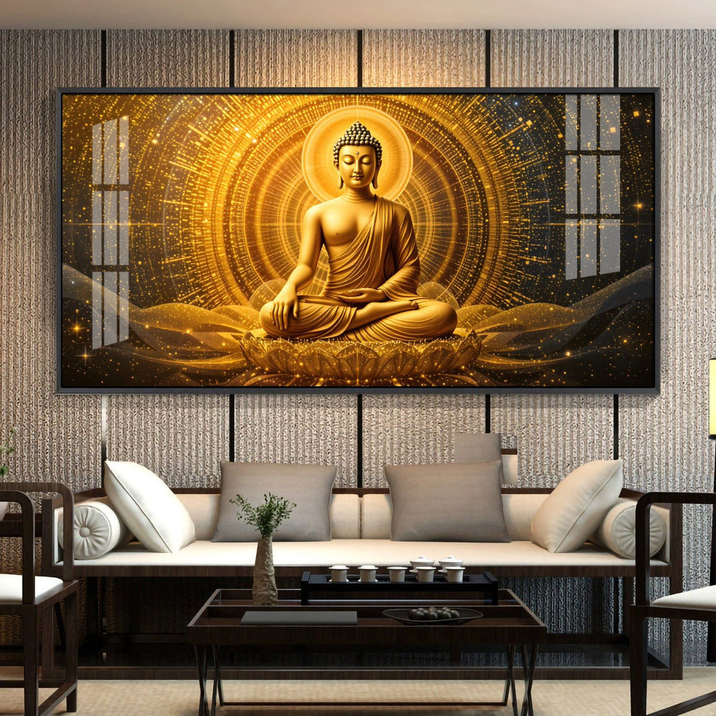 Golden Buddha Bliss Premium Acrylic Horizontal Wall Art