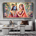Radha Rani With Krishna Premium Acrylic Horizontal Wall Art