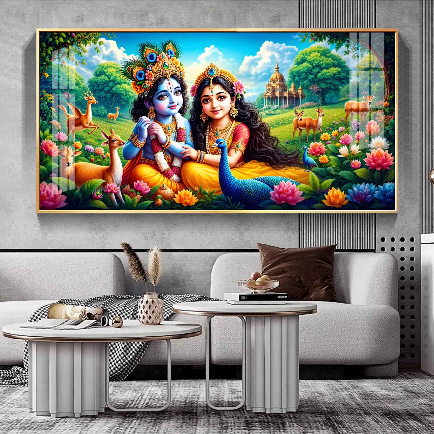 Natkhat Gopala & Radha Premium Acrylic Horizontal Wall Art
