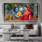 Krishna and Radha Mural Premium Acrylic Horizontal Wall Art