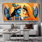Abstract Radha Krishna Art Premium Acrylic Horizontal Wall Art