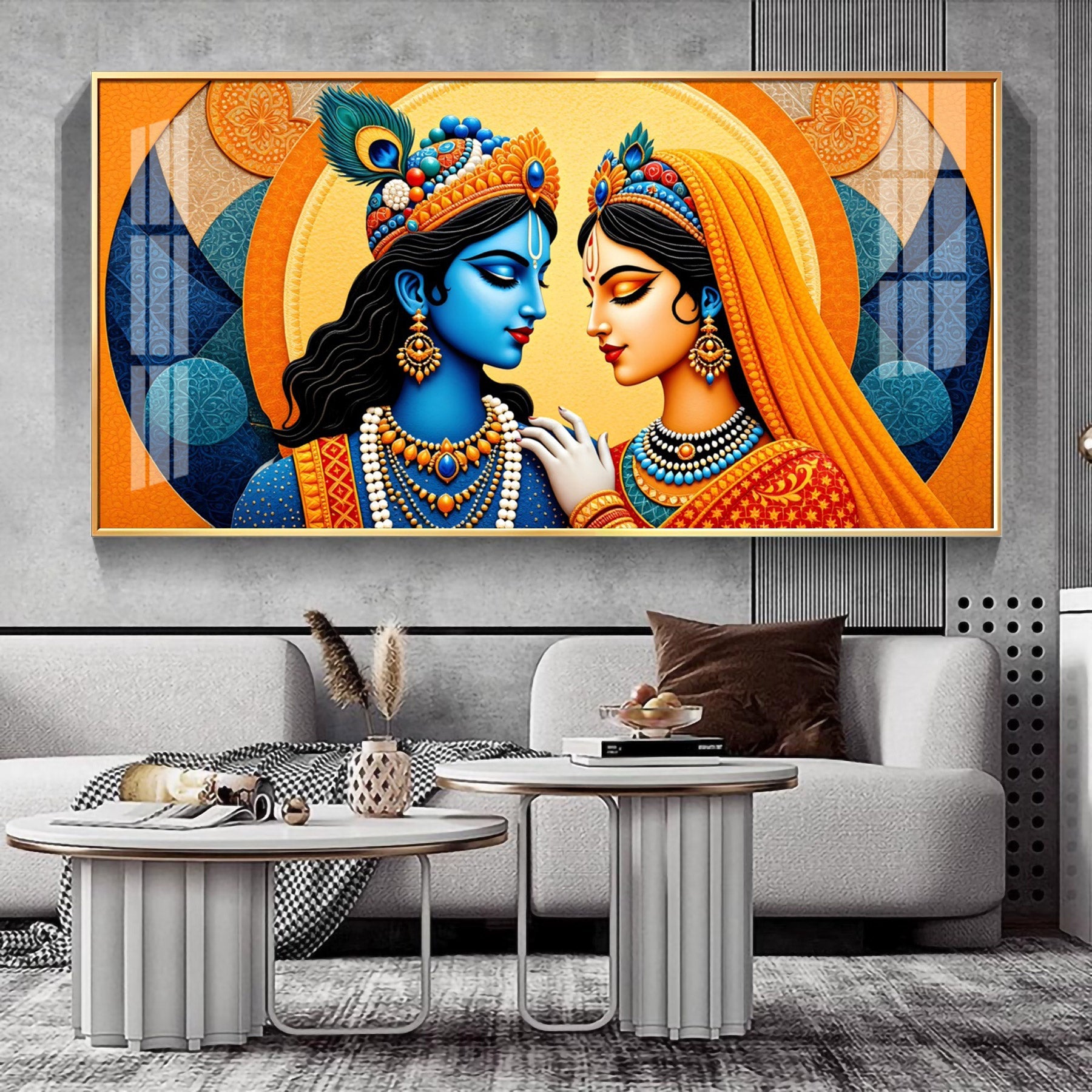 Abstract Radha Krishna Art Premium Acrylic Horizontal Wall Art