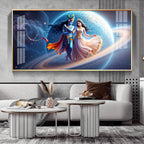 Divine Dance Of Shri Krishna And Radha Premium Acrylic Horizontal Wall Art