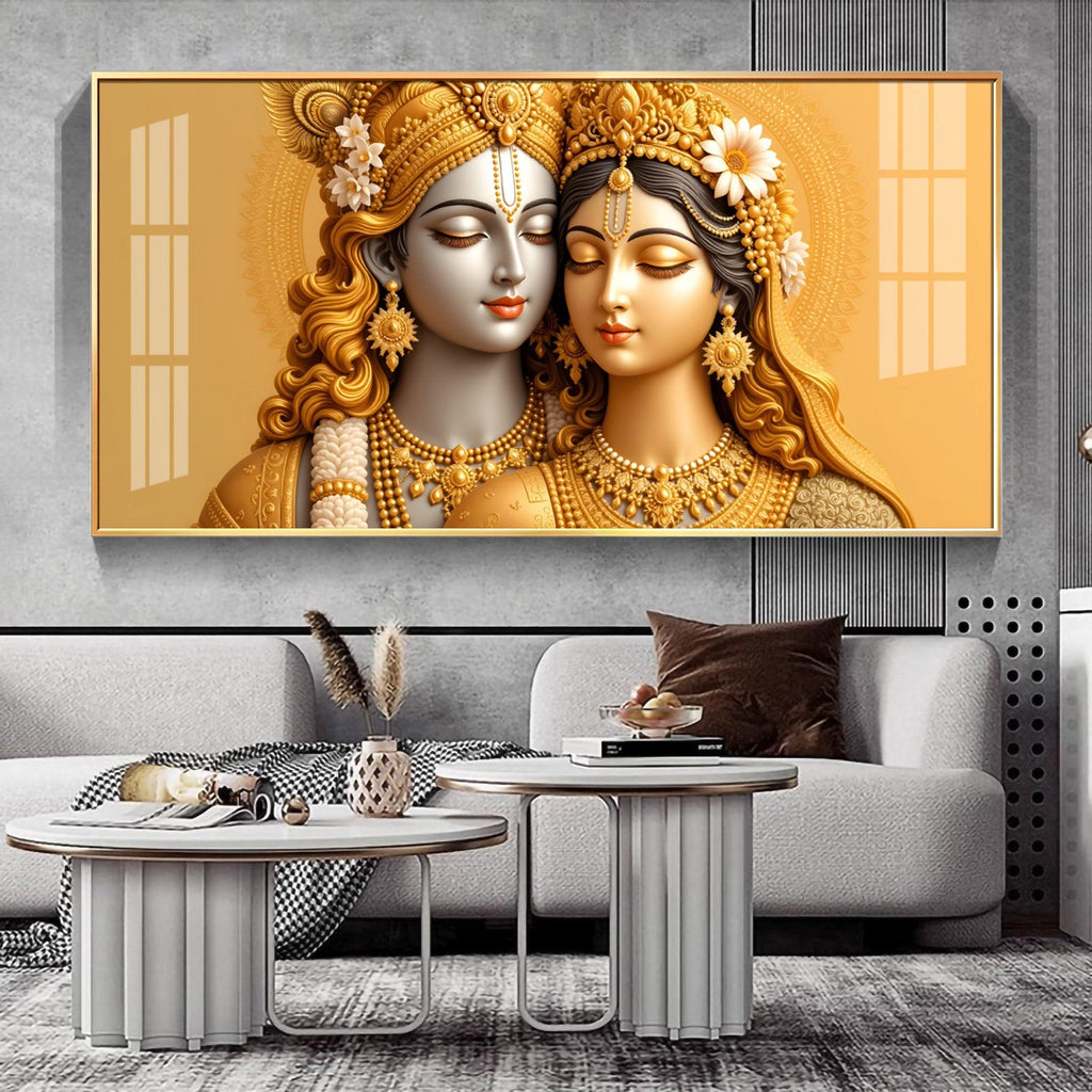 Devotional Krishna And Radha Premium Acrylic Horizontal Wall Art