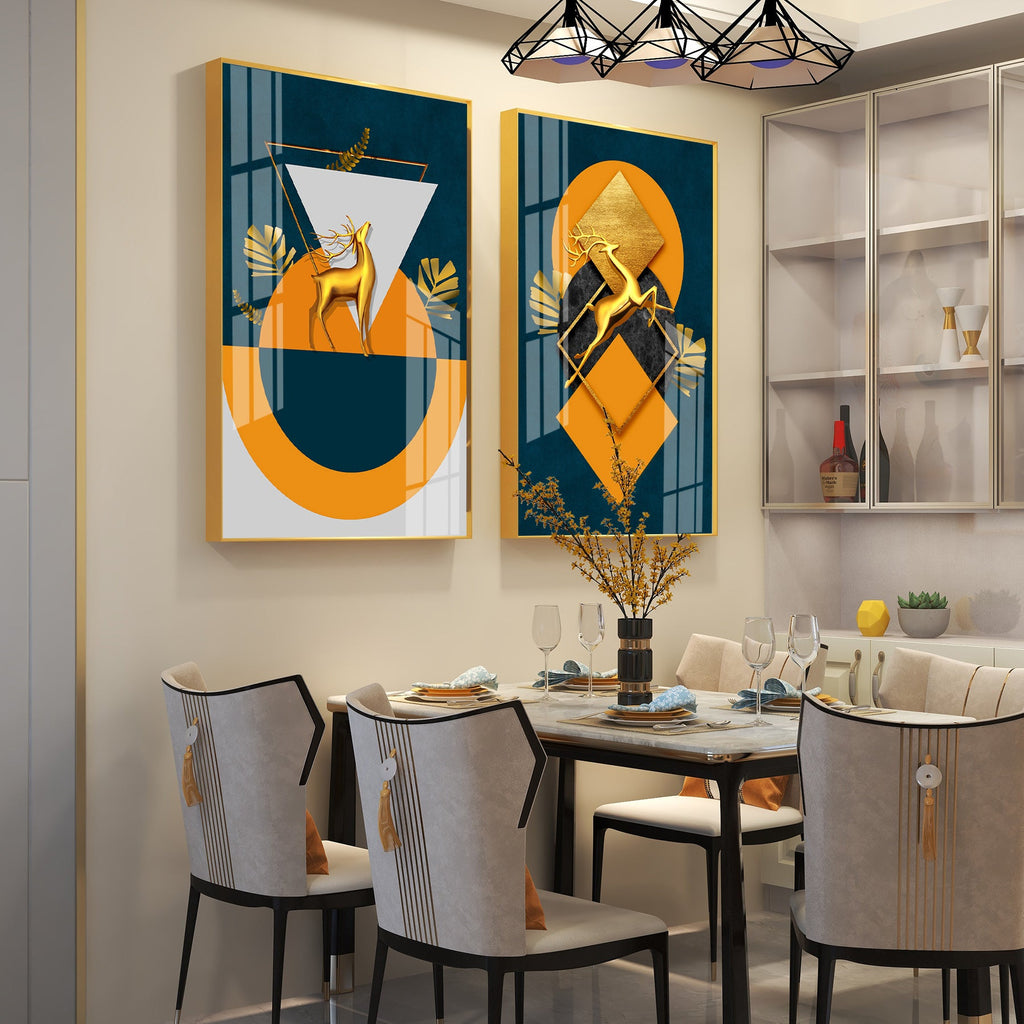 Geometric Splendor Premium Acrylic Vertical Wall Art (Set Of 2)