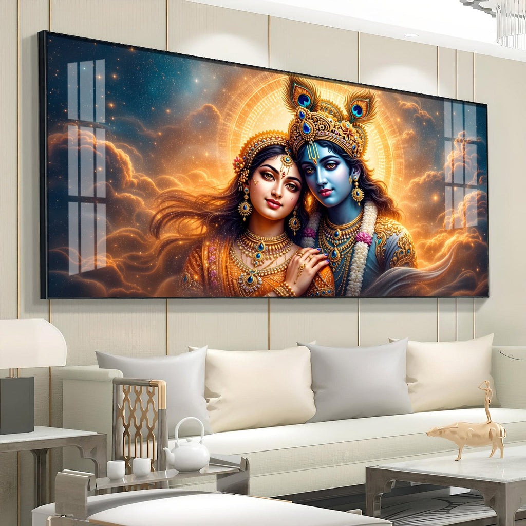 Divine Radha With Krishna Premium Acrylic Horizontal Wall Art