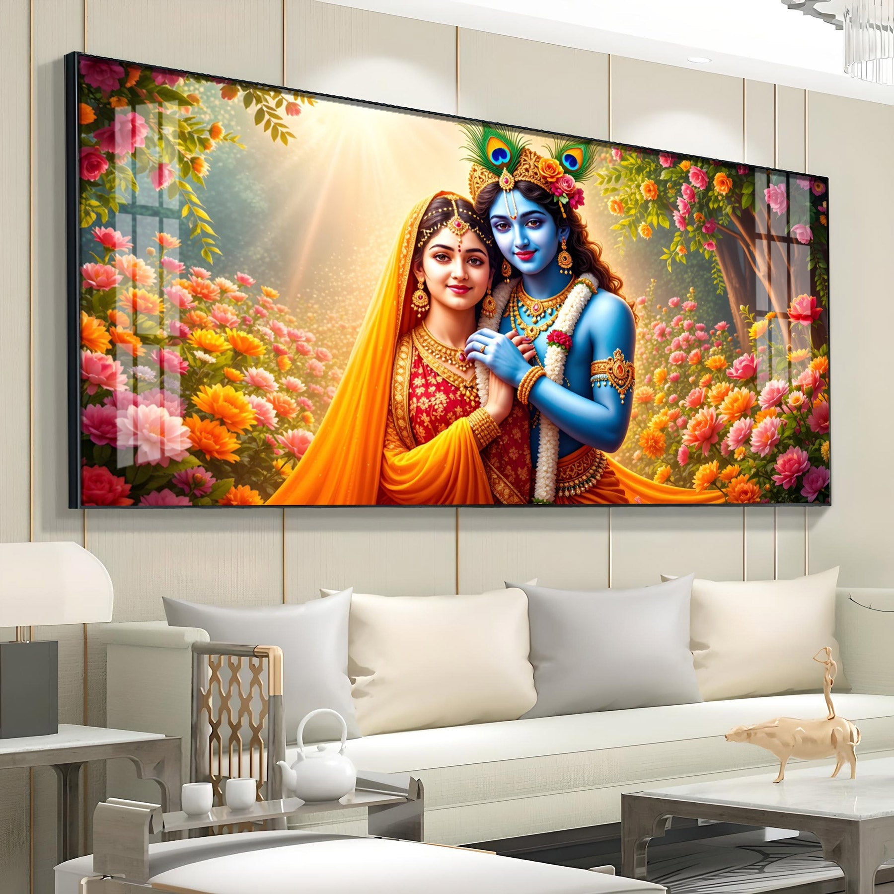 Radha Krishna Boundless Bhakti Premium Acrylic Horizontal Wall Art