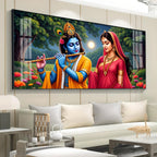 Krishna and Radha Mural Premium Acrylic Horizontal Wall Art