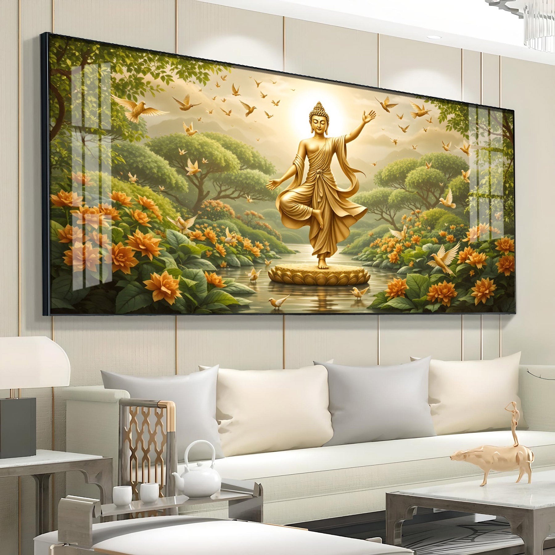 Buddha In Standing Premium Acrylic Horizontal Wall Art