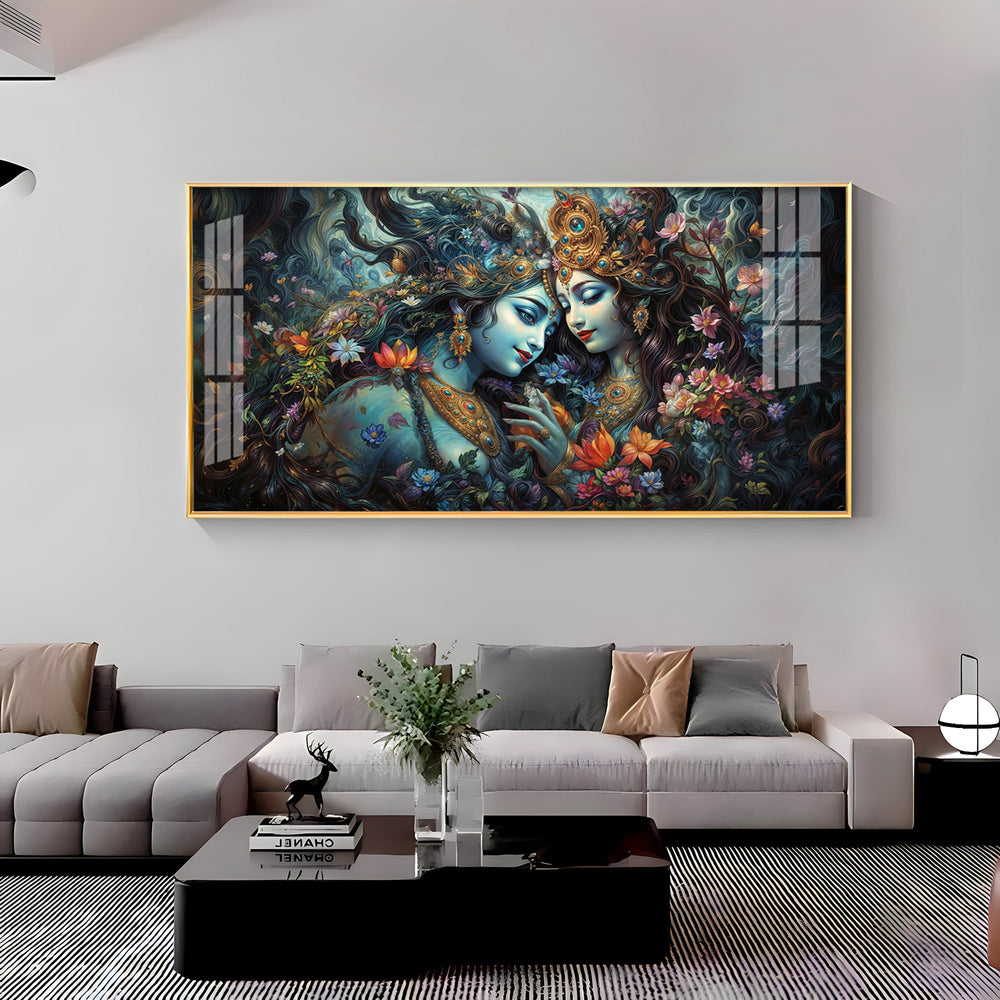 Mystical Love Of Radha Krishna Premium Acrylic Horizontal Wall Art