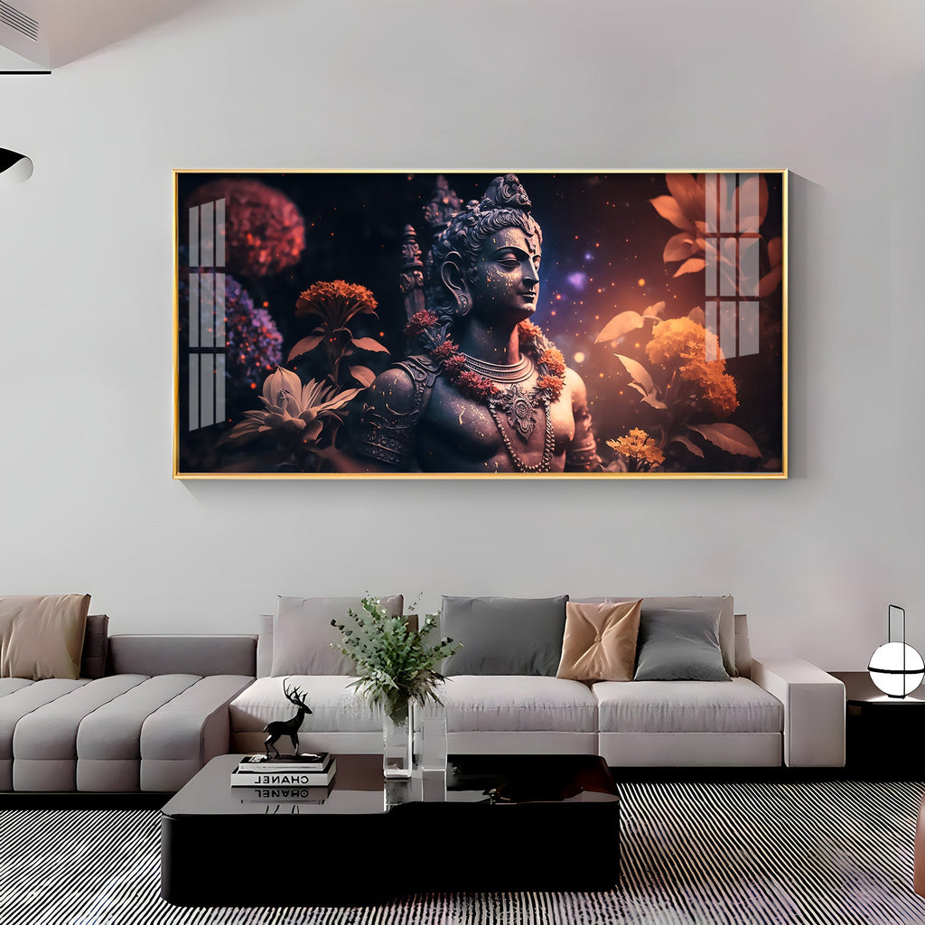 Lord Shiva With Rosary Premium Acrylic Horizontal Wall Art
